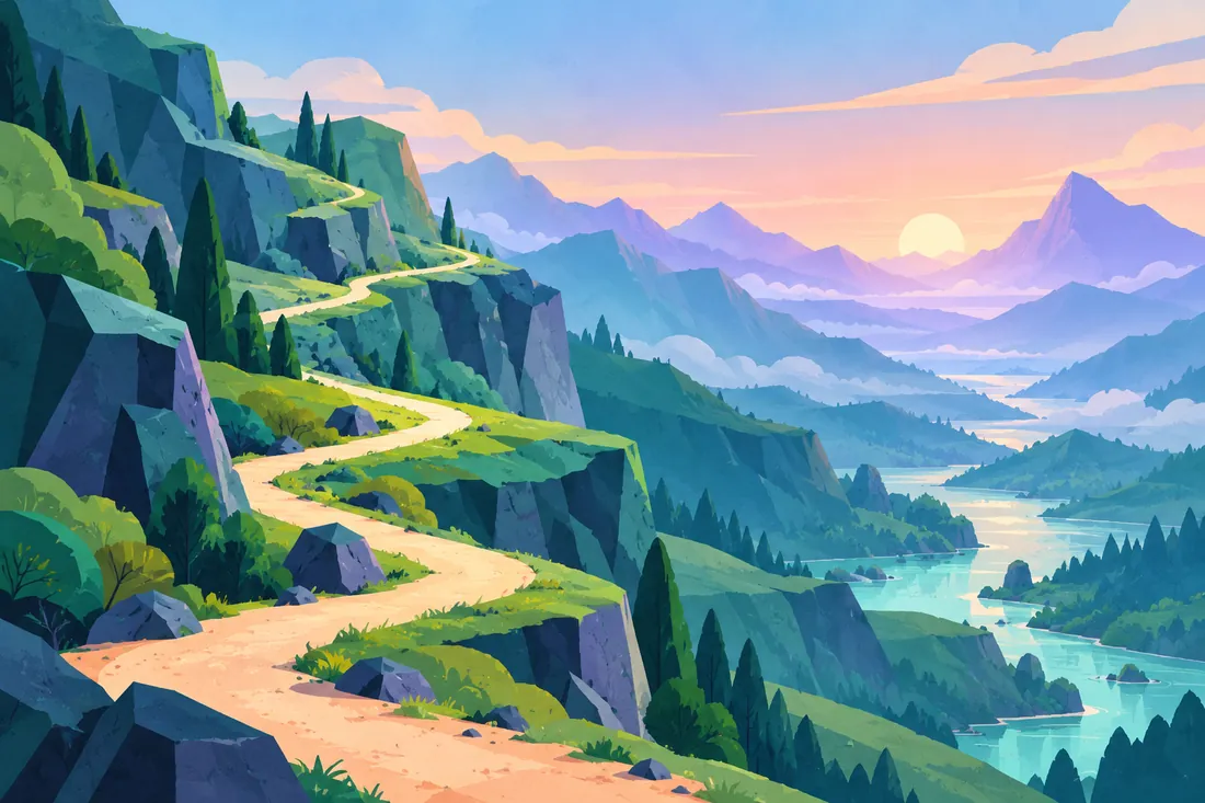 Personalized Study Plan — illustrated learning landscape